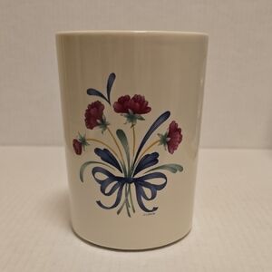Beautiful Lenox Floral Ceramic Mug with Blue Ribbon Design